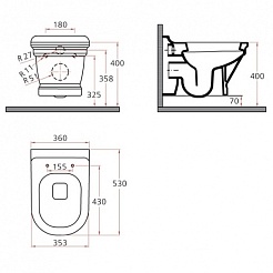 Creavit Унитаз подвесной Antik AN320 с биде – фотография-2