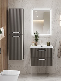 BelBagno Тумба с раковиной Due 50 подвесная Оружейная сталь ручки Хром полированный – фотография-14