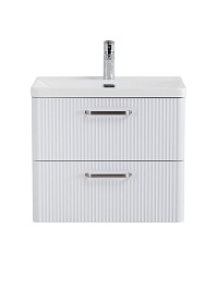 BelBagno Тумба с раковиной Due 50 подвесная Bianco Lucido ручки Матовый атласный никель – фотография-2