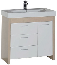 Aquanet Тумба с раковиной "Тиана 90" светлый дуб с б/к (172809) – фотография-1