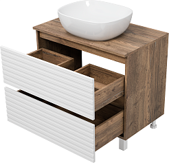 Brevita Мебель для ванной Dakota 80 дуб галифакс олово/белая – фотография-7