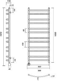 Domoterm Полотенцесушитель электрический Калипсо П12 500x1000 EL золото – фотография-2