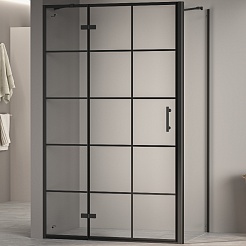 RGW Душевой уголок Passage PA-77B L (PA-07B L + Z-050-2B + держатель O-204B) 120x70 L профиль черный стекло прозрачное с рисунком – фотография-1