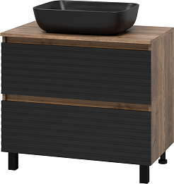 Brevita Мебель для ванной Dakota 80 дуб галифакс олово/черный кварц – фотография-4