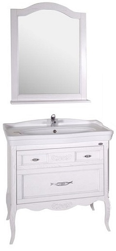 ASB-Woodline Тумба с раковиной Модерн 85 белый, (патина серебро) – фотография-4