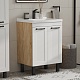 Equil Тумба с раковиной Lago 70 2 ящика напольная белая/дерево – картинка-16