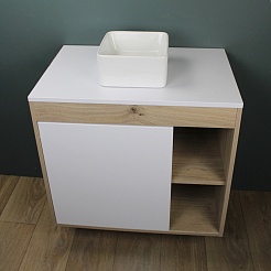 Teymi Тумба с раковиной Nura 80 Helmi Mini 24 подвесная дуб/белый – фотография-2