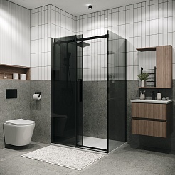 Grossman Боковая стенка Classic 70x195 профиль черный матовый стекло тонированное – фотография-6