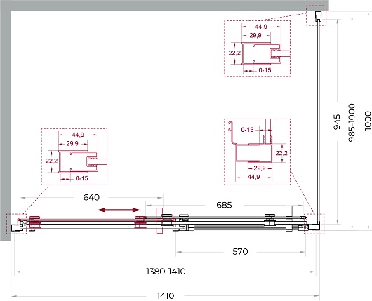 BelBagno Душевой уголок Marino MARINO-2-AH-1-140/100-C-Cr 140x100 профиль хром стекло прозрачное – фотография-10