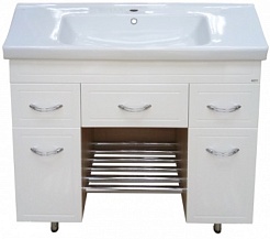 Misty Тумба с раковиной Пион 80 напольная, белая/вишня – фотография-1