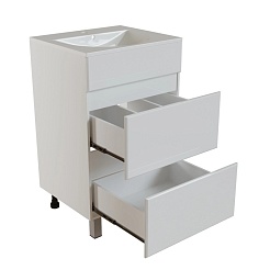 Mixline Тумба с раковиной Брикс 50 белая 2 ящика – фотография-2