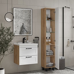 Equil Шкаф пенал Lago 35 напольный белый/дерево – фотография-8