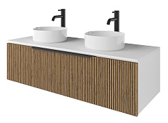 Зов Тумба с раковиной Кито 120 столешница подвесная белая/тростник – фотография-1