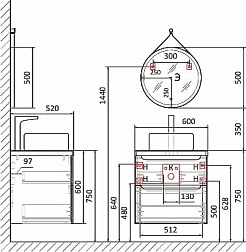 Jorno Тумба под раковину Wood 60 серая – фотография-5