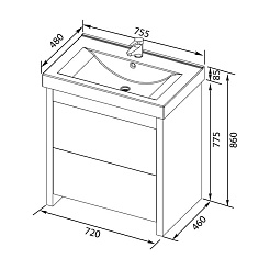 Aquanet Тумба с раковиной "Тиана 75" венге (183654) – фотография-9