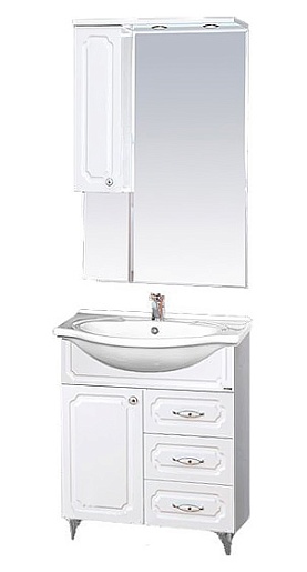 Misty Зеркальный шкаф Александра 65 L белый металлик – картинка-3