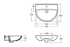 Керамин Раковина подвесная/на пьедестал Симпл 55 4810531137634 – фотография-3