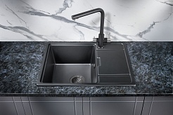 Milacio Мойка кухонная Navarra 65 Cuarzo черная матовая – фотография-2