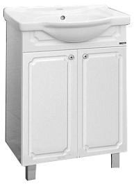 Misty Тумба с раковиной Александра 55 прямая, белый металлик – фотография-1