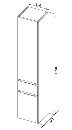 Aquanet Пенал для ванной "Латина 35" черный – фотография-2