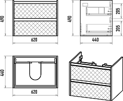 Brevita Мебель для ванной Chester 65 подвесная серая/дуб чарльстон темно-коричневый – фотография-13