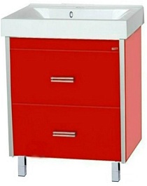 Misty Тумба с раковиной Джулия QVATRO 75 красная – фотография-1