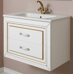 Атолл Тумба для умывальника Валери 80 белая/золото – фотография-1