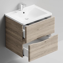 Водолей Тумба с раковиной Адель 60 подвесная ореховый дубослив светлый – фотография-3