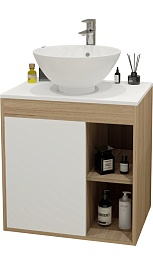 Teymi Тумба с раковиной Nura 70 дуб эврика/белый матовый T60528 раковина T50103 – фотография-1