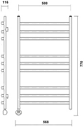 Domoterm Полотенцесушитель Калипсо П9 500x700 E L белый – фотография-4