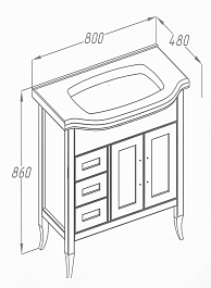 Opadiris Тумба с раковиной Мираж 80 слоновая кость – фотография-4