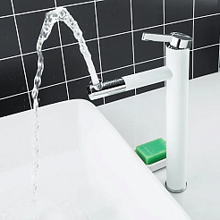 Frap Смеситель для раковины H52 F1052-15 белый/хром – фотография-5