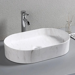 Ceruttispa Раковина накладная 50 CR0055B MMW1 мрамор белый матовый – фотография-4