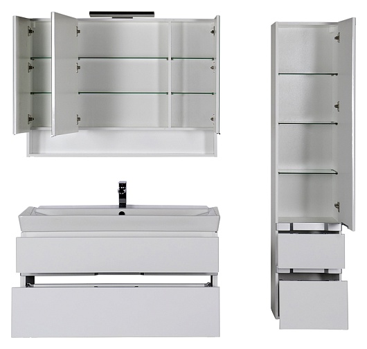 Aquanet Зеркальный шкаф "Виго 120" белый – картинка-5