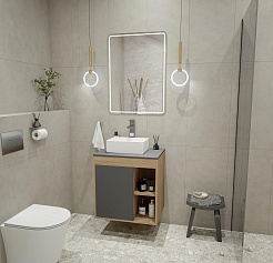 Teymi Тумба с раковиной Nura 70 дуб эврика/графит матовый T60530 раковина T50304 – фотография-2