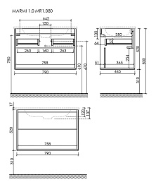 Sancos Тумба с раковиной Marmi 1.0 80 дуб чарльстон раковина Grace 81 CN7012 – фотография-4