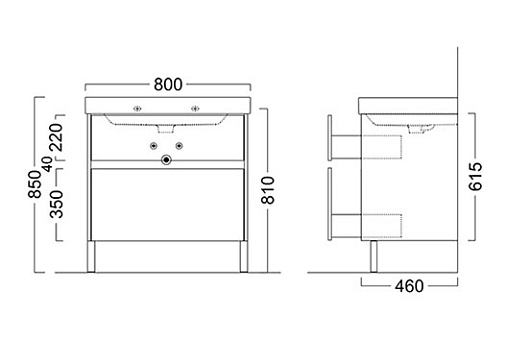 Kerama Marazzi Тумба с раковиной BUONGIORNO 80 напольная, белая с 2 ящиками – фотография-2
