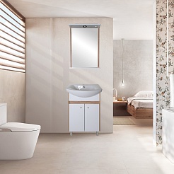 ASB-Mebel Зеркало Альпина 50 белое/дуб золотой – фотография-4