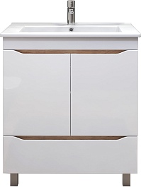 Vigo Тумба под раковину Grani 750-2-1 белая/дуб золотой – фотография-1