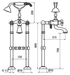Webert Смеситель Ottocento OT720801015 хром, для ванны напольный – фотография-2