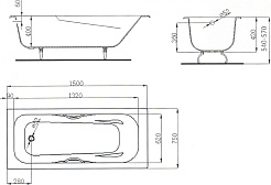 Maroni Ванна чугунная Colombo 1500x750 с ручками (445974) – фотография-2