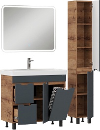 Onika Мебель для ванной Айленд 90 с б/к графит/дуб крафт – фотография-3