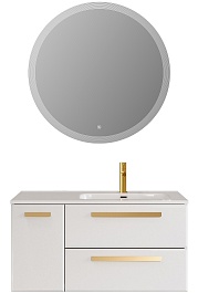 BelBagno Мебель для ванной Eco Cer-N 100-1 R bianco lucido CZR-8095-100-R ручки сатиновое золото – фотография-1