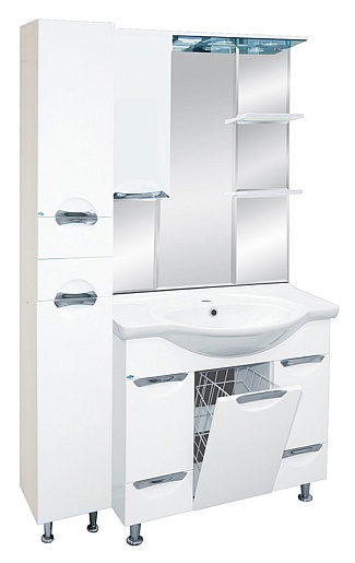 Misty Зеркальный шкаф Жасмин 85 L белый, эмаль – фотография-2