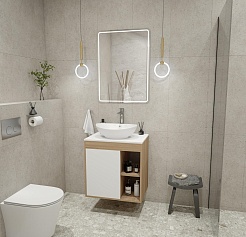 Teymi Тумба с раковиной Nura 70 дуб эврика/белый матовый T60528 раковина T50503 – фотография-2