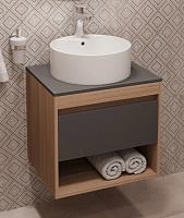 Teymi Тумба с раковиной Ritta 55 дуб эврика/графит матовый подвесная T60523 раковина T50104