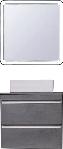 Style Line Тумба с раковиной подвесная Атлантика 80, бетон темный – фотография-12