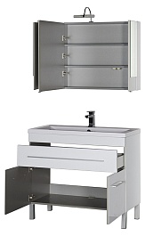 Aquanet Тумба с раковиной Верона 100 напольная, дверцы, белая – фотография-4