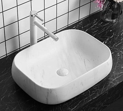 Ceruttispa Раковина накладная 56.5 CR0086 MMW1 мрамор белый матовый – фотография-3