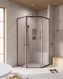 Cezares Душевой уголок Relax 304 RELAX-304-P-1-100-C-GM 100x100 профиль оружейная сталь стекло прозрачное – фотография-2